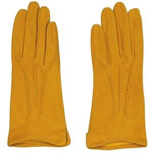 New Sauso Yellow Aune Reindeer Suede Unlined Gloves, Brand Size 6.5